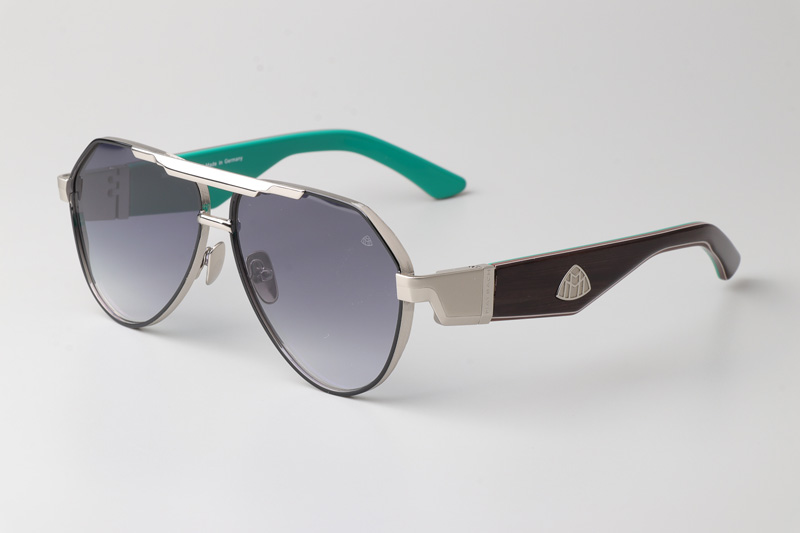 The King III Sunglasses Silver Black Gradient Gray