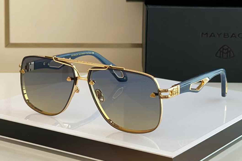 The King II Sunglasses Gold Blue Gradient Blue