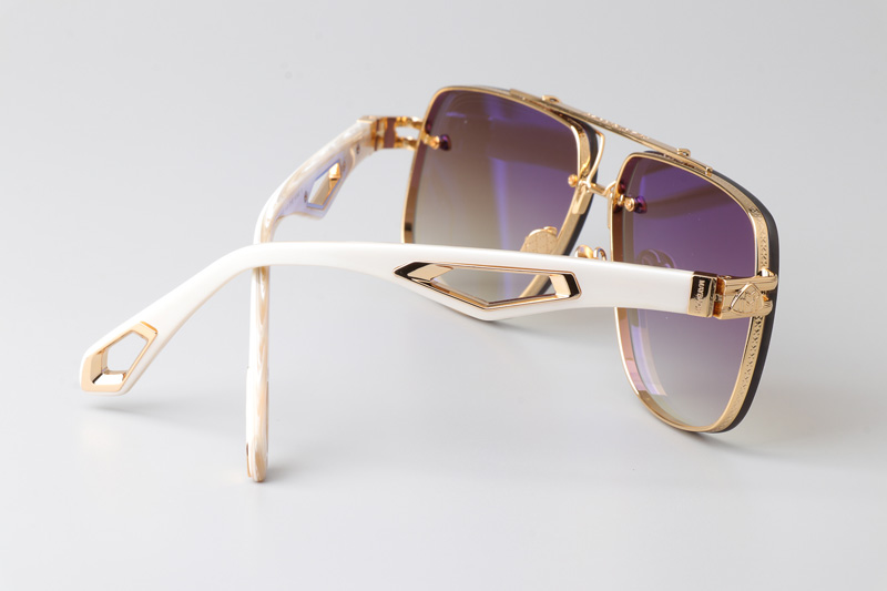 The King II Sunglasses Gold White Gradient Brown