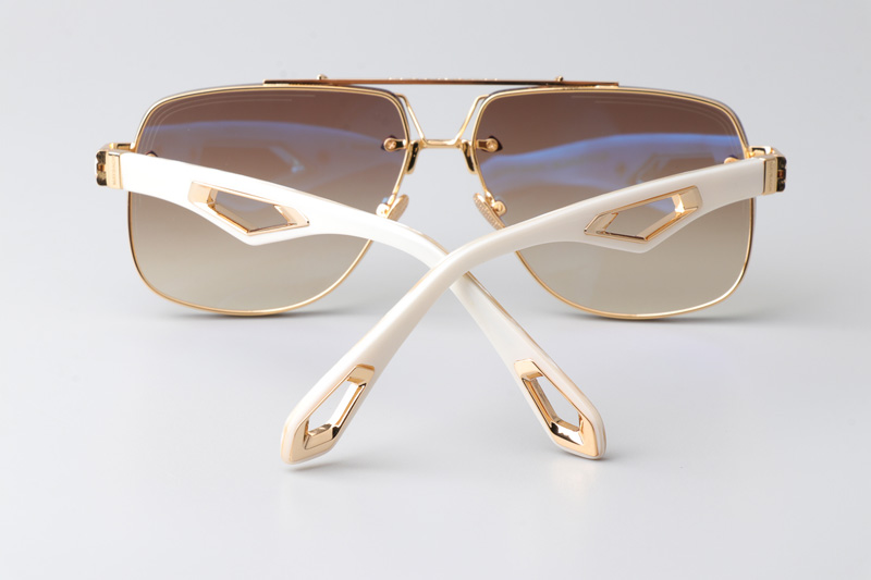 The King II Sunglasses Gold White Gradient Brown