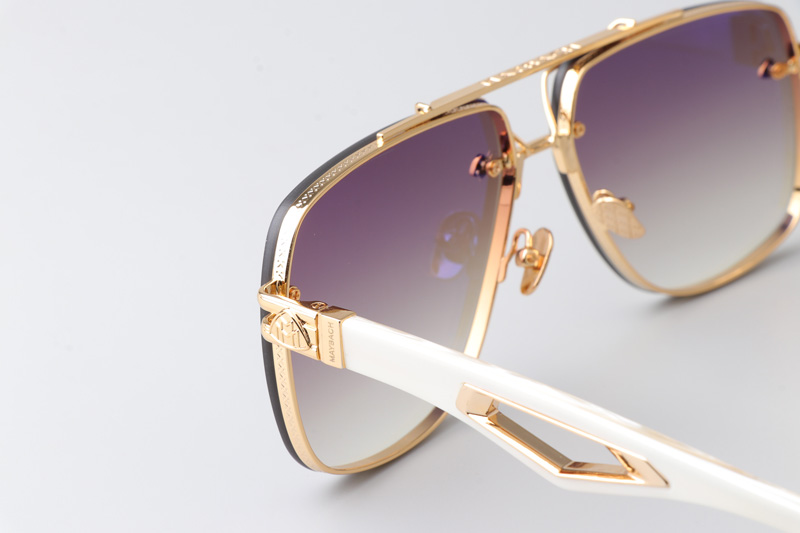 The King II Sunglasses Gold White Gradient Brown