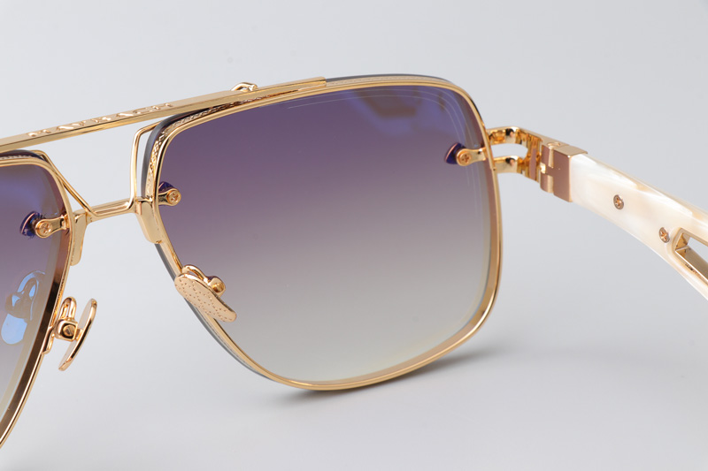The King II Sunglasses Gold White Gradient Brown