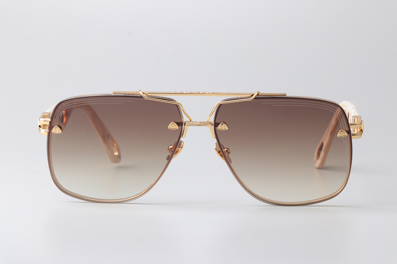 The King II Sunglasses Gold White Gradient Brown