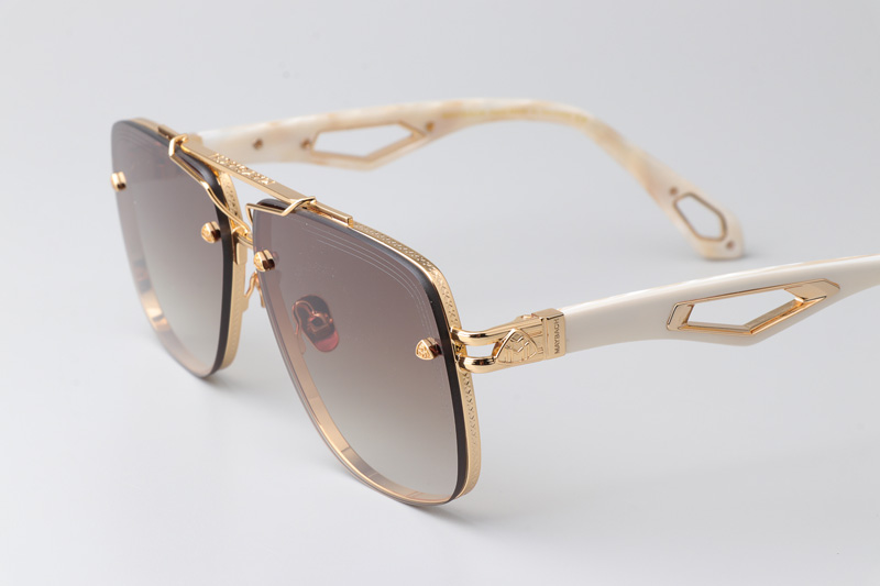 The King II Sunglasses Gold White Gradient Brown