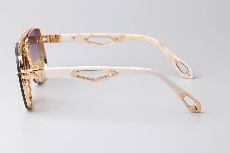 The King II Sunglasses Gold White Gradient Brown
