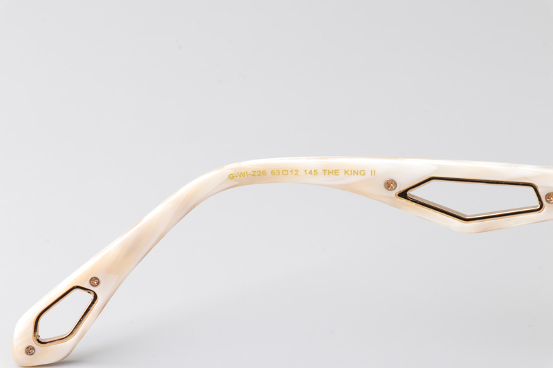 The King II Sunglasses Gold White Gradient Brown