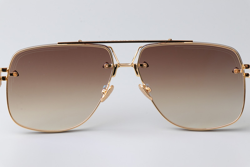 The King II Sunglasses Gold White Gradient Brown