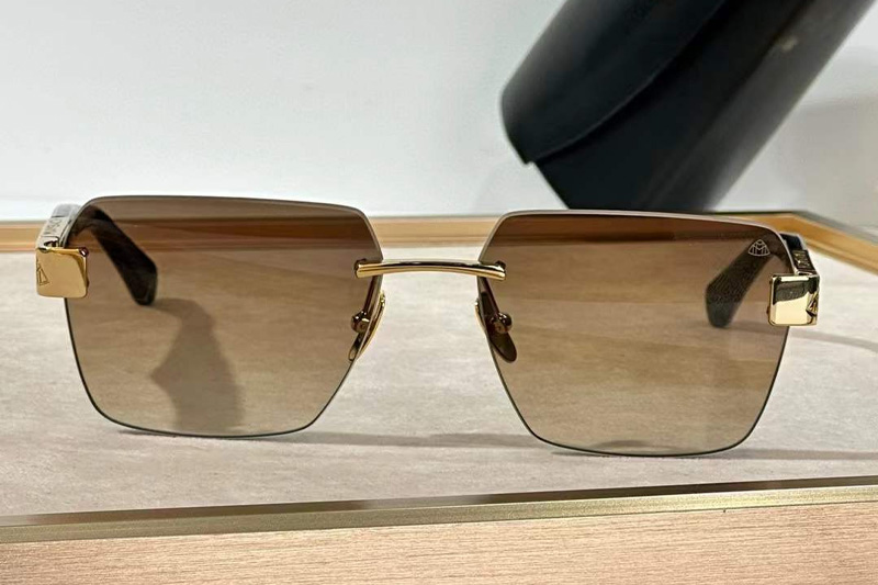 The Magic I Sunglasses Gold Blue Gradient Brown