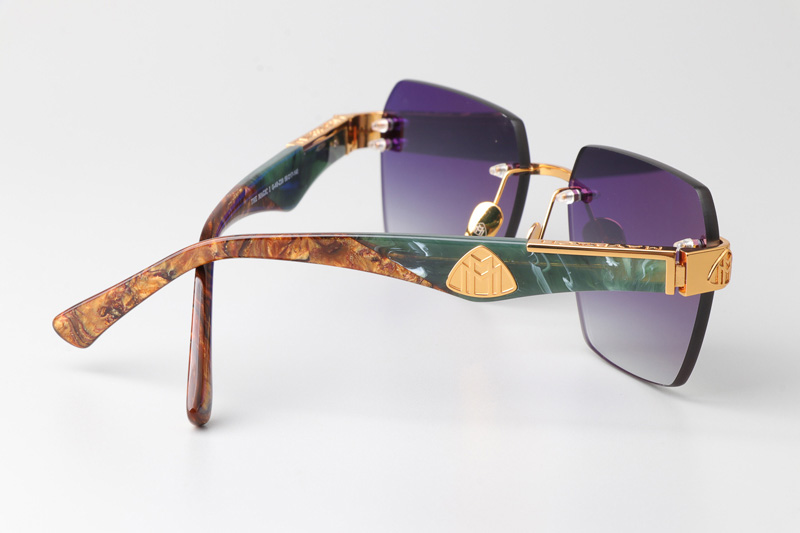 The Magic I Sunglasses Gold Green Gradient Gray