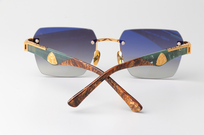 The Magic I Sunglasses Gold Green Gradient Gray