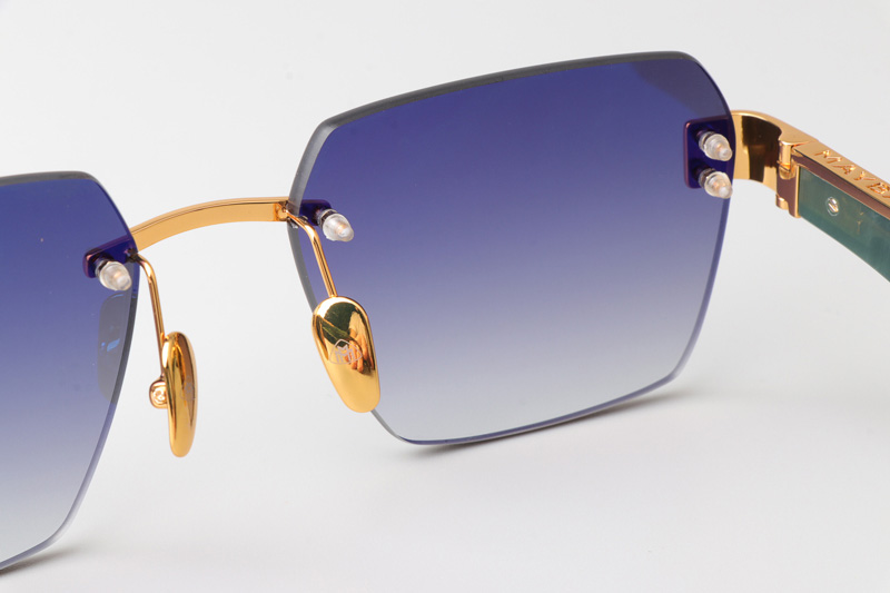 The Magic I Sunglasses Gold Green Gradient Gray