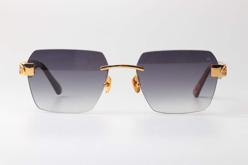 The Magic I Sunglasses Gold Green Gradient Gray