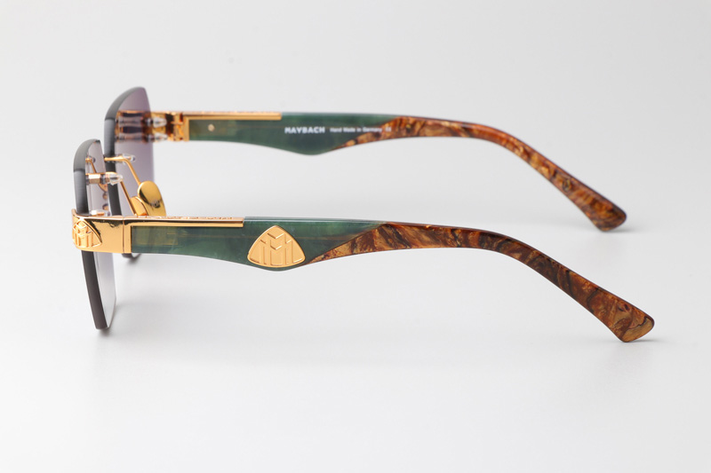 The Magic I Sunglasses Gold Green Gradient Gray