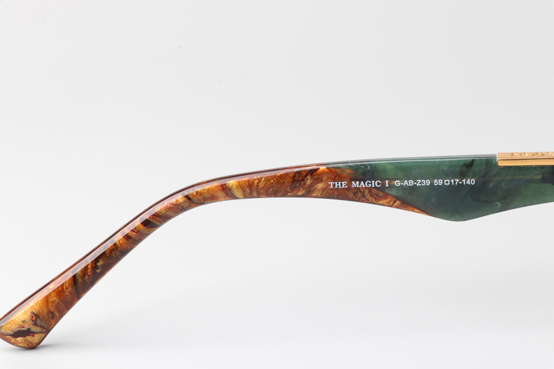 The Magic I Sunglasses Gold Green Gradient Gray