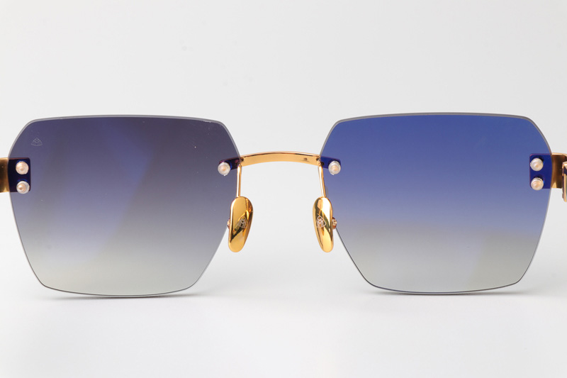 The Magic I Sunglasses Gold Green Gradient Gray