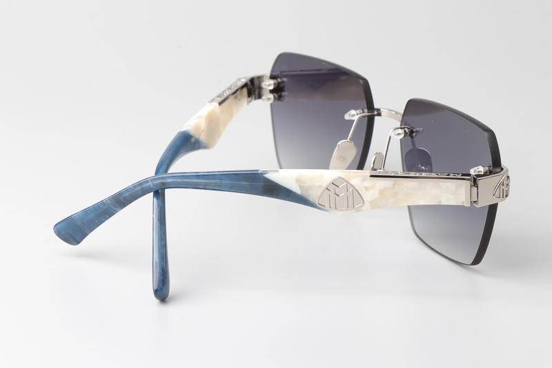 The Magic I Sunglasses Silver White Gradient Blue