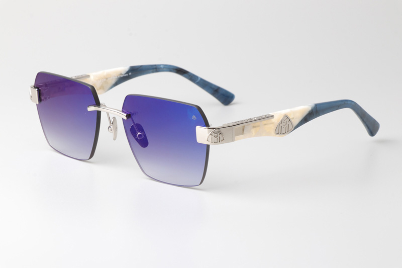 The Magic I Sunglasses Silver White Gradient Blue