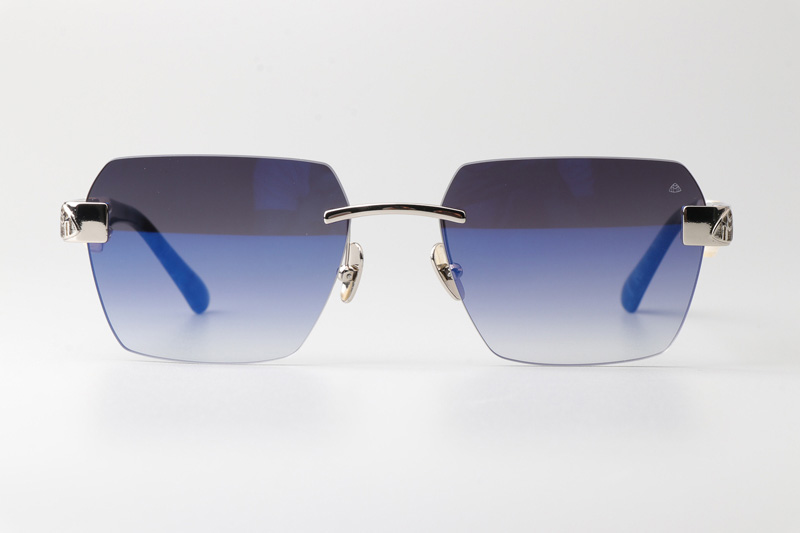 The Magic I Sunglasses Silver White Gradient Blue