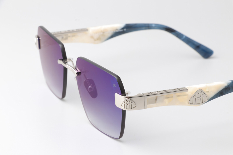 The Magic I Sunglasses Silver White Gradient Blue