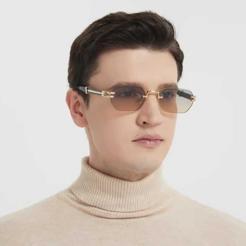 The Post Sunglasses Gold Blue Gradient Brown