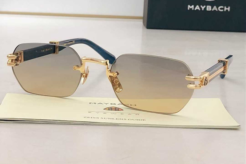 The Post Sunglasses Gold Blue Gradient Brown