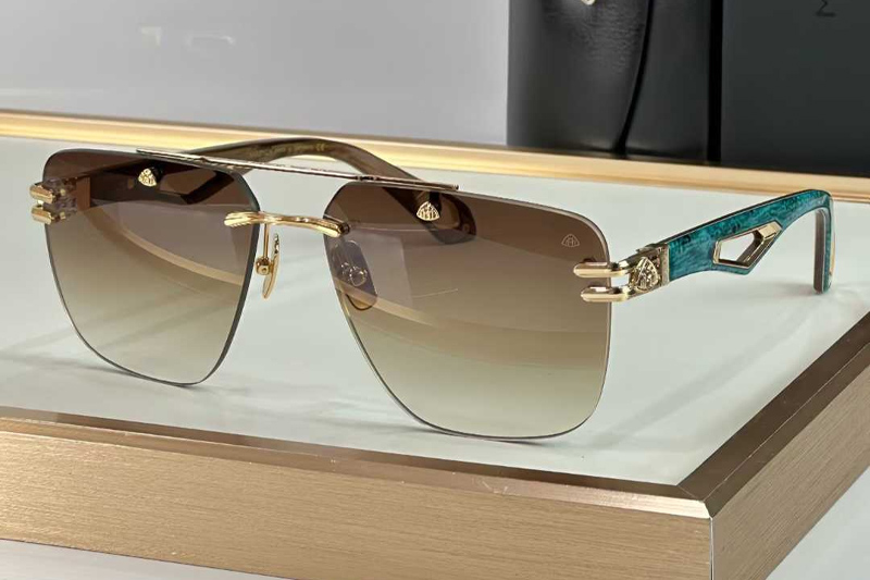 The President Sunglasses Gold Blue Gradient Brown