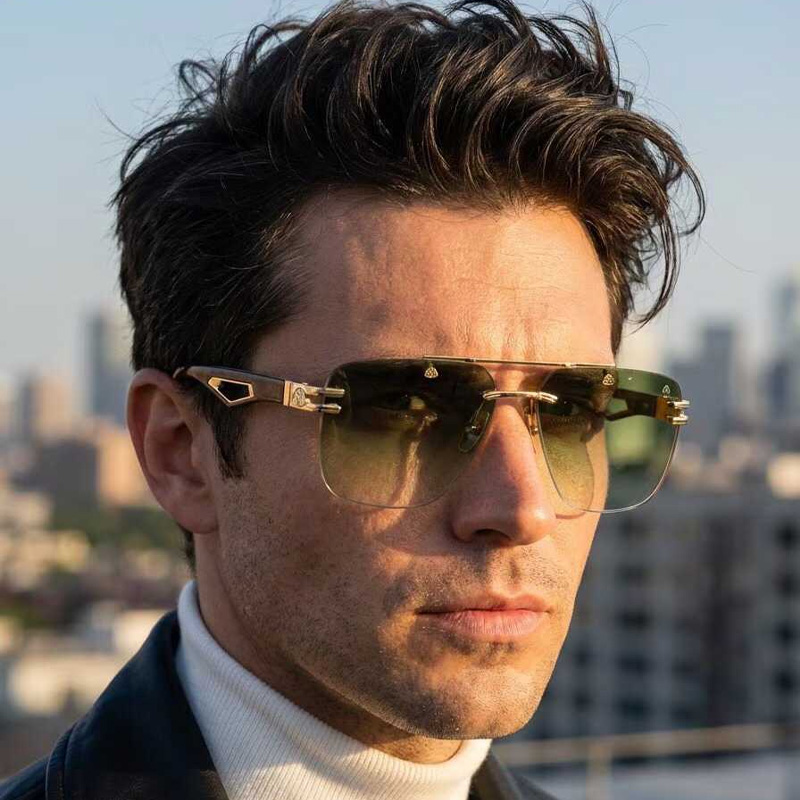 The President Sunglasses Gold Red Gradient Green