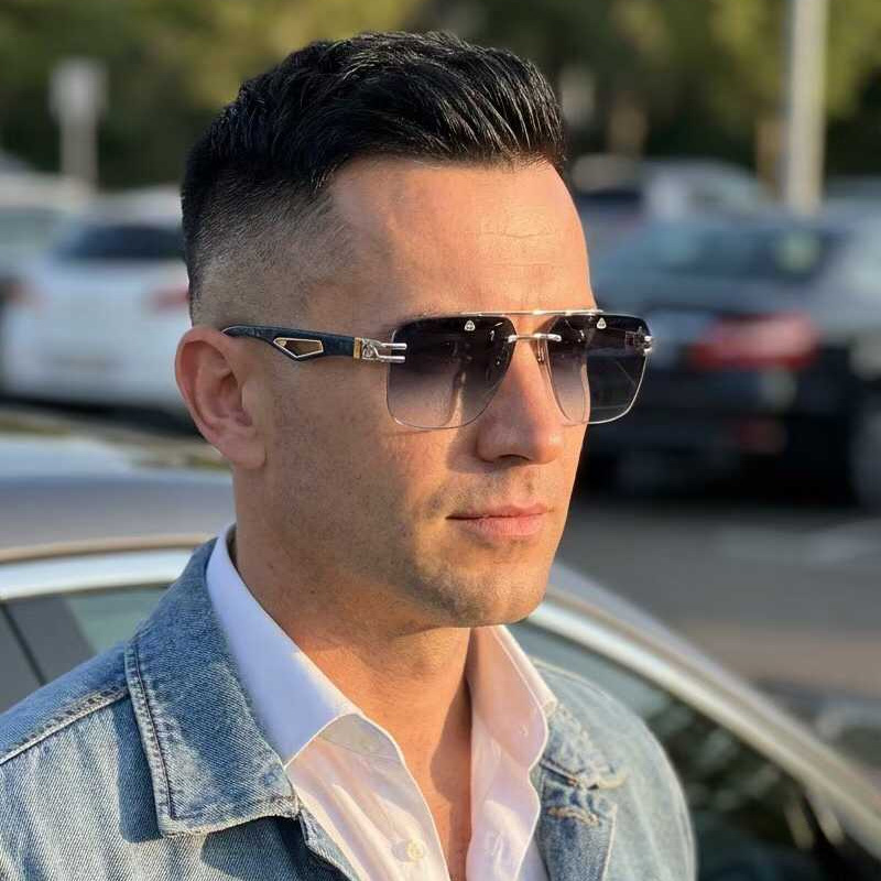 The President Sunglasses Silver Blue Gradient Gray