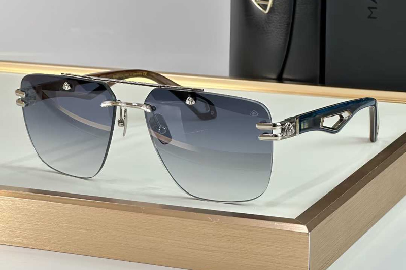 The President Sunglasses Silver Blue Gradient Gray
