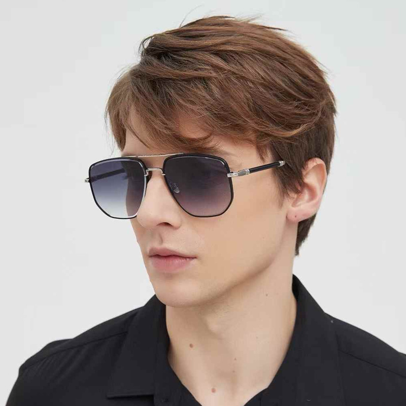 The Sanme Sunglasses Black Silver Gradient Gray