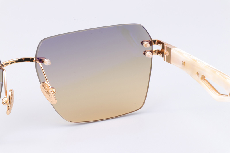 The Weben II Sunglasses Gold White Gradient Gray