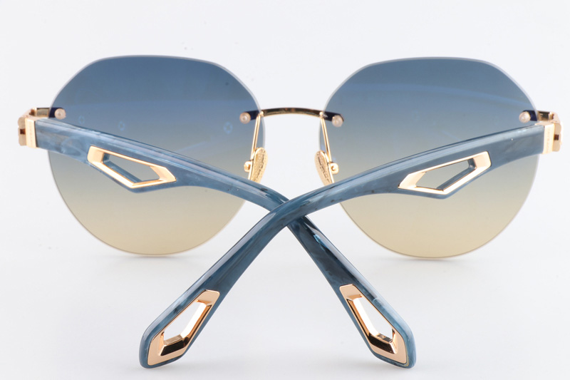 The Weben I Sunglasses Gold Blue Gradient Blue