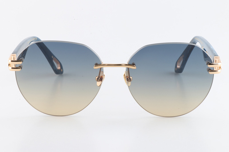 The Weben I Sunglasses Gold Blue Gradient Blue