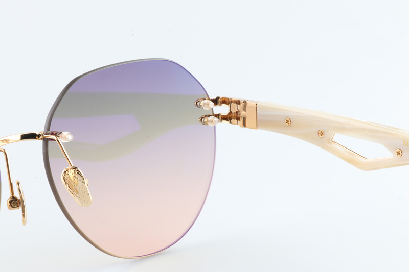 The Weben I Sunglasses Gold White Gradient Gray