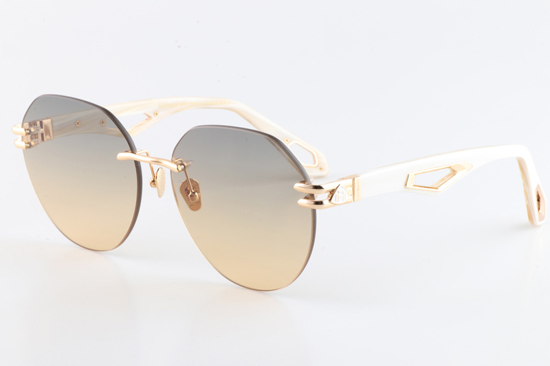 The Weben I Sunglasses Gold White Gradient Gray