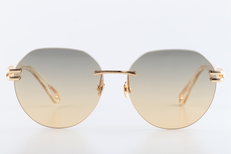 The Weben I Sunglasses Gold White Gradient Gray