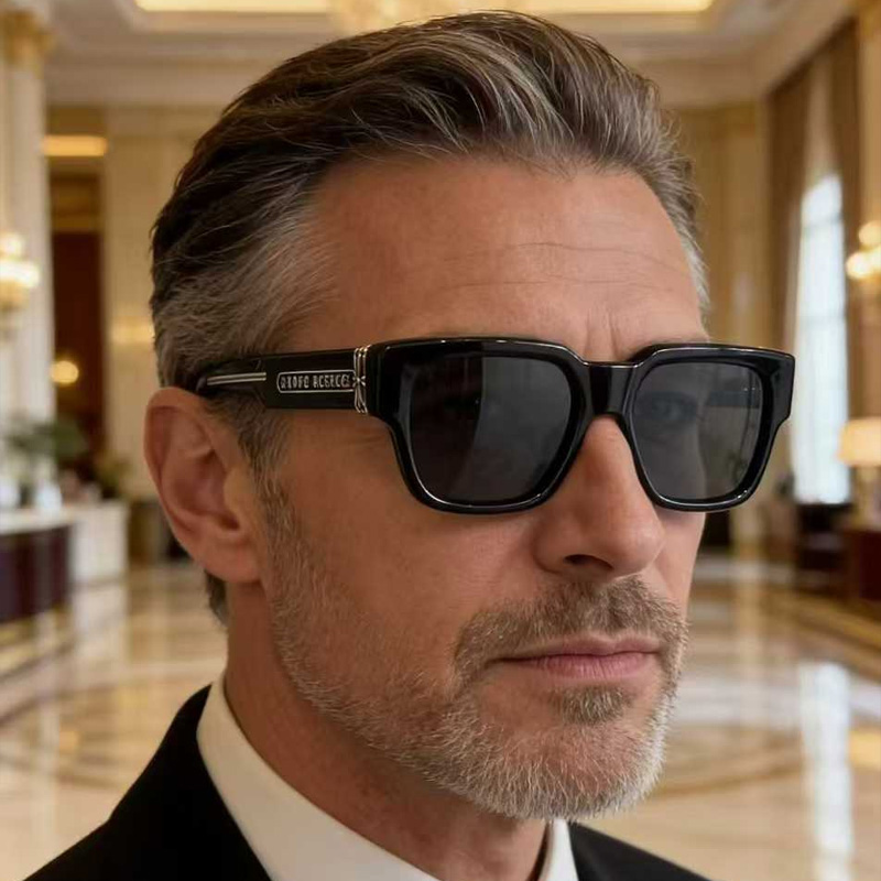 Thick Sunglasses Black Silver Gray