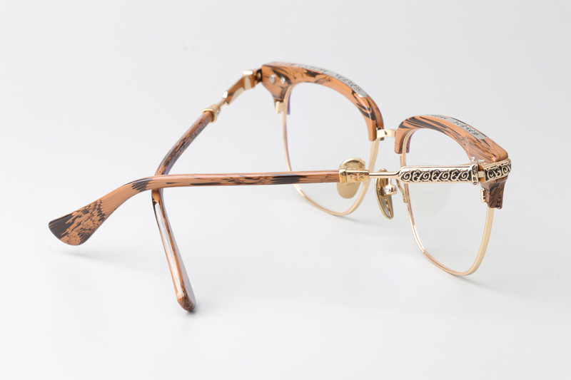 Vertical II Eyeglasses Wood Brown Gold