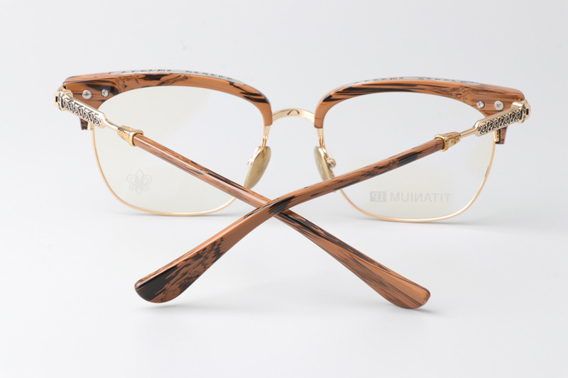 Vertical II Eyeglasses Wood Brown Gold