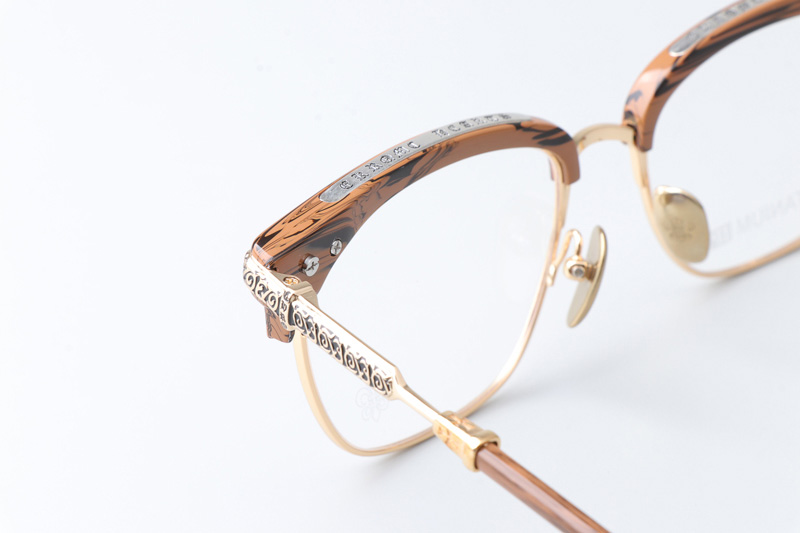 Vertical II Eyeglasses Wood Brown Gold