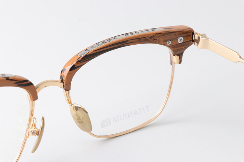 Vertical II Eyeglasses Wood Brown Gold