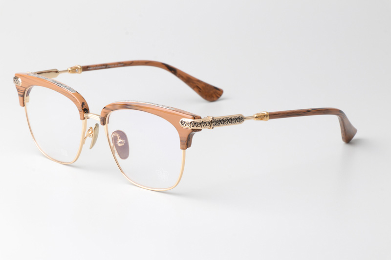 Vertical II Eyeglasses Wood Brown Gold