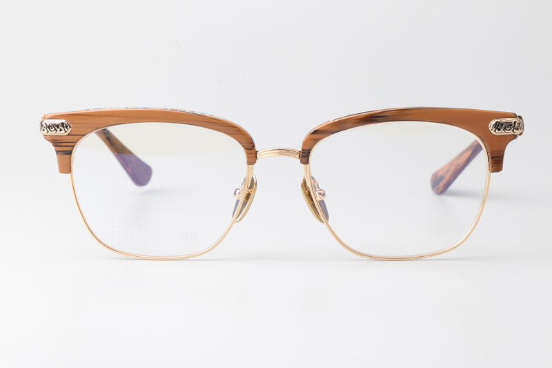 Vertical II Eyeglasses Wood Brown Gold
