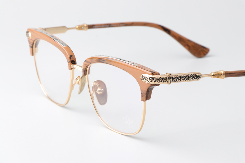 Vertical II Eyeglasses Wood Brown Gold