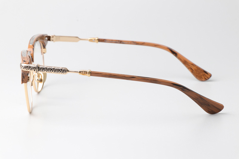 Vertical II Eyeglasses Wood Brown Gold