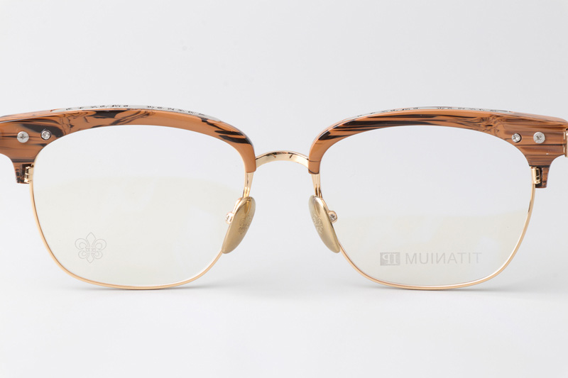 Vertical II Eyeglasses Wood Brown Gold