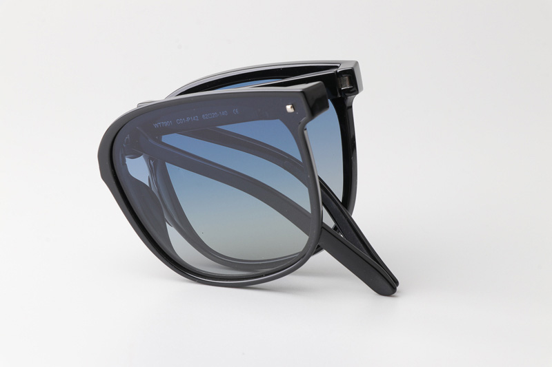 WT7901 Folding Sunglasses Black Gradient Blue