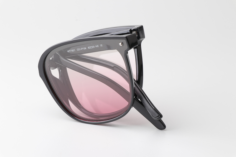 WT7901 Folding Sunglasses Black Gradient Pink