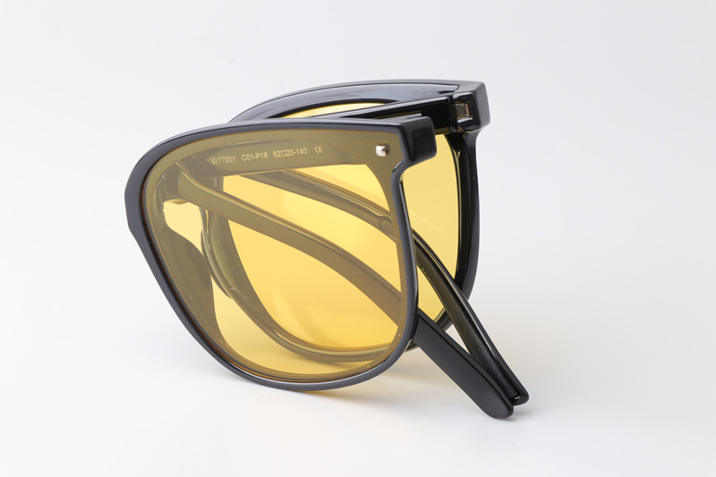 WT7901 Folding Sunglasses Black Yellow