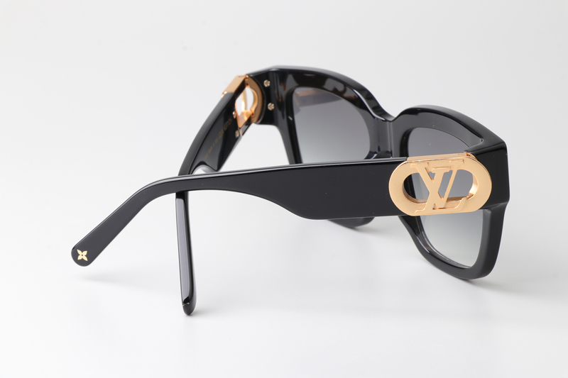 Z1566 Sunglasses Black Gold Gradient Gray